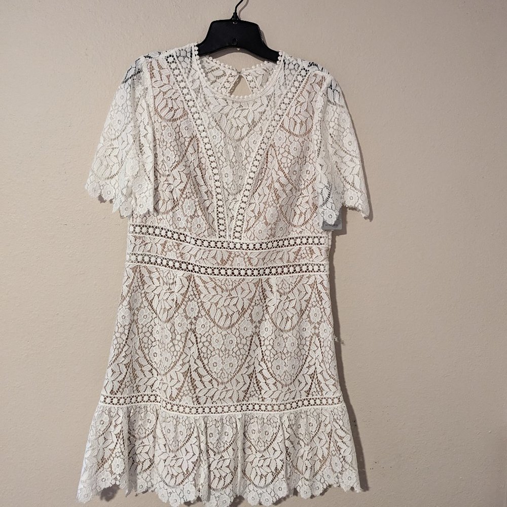 Cotton Blend Lace Sheath Minidress
